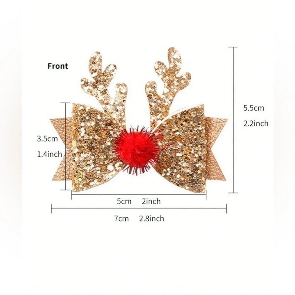 2 Piece Dog Cat Reindeer Hair Clips In Red